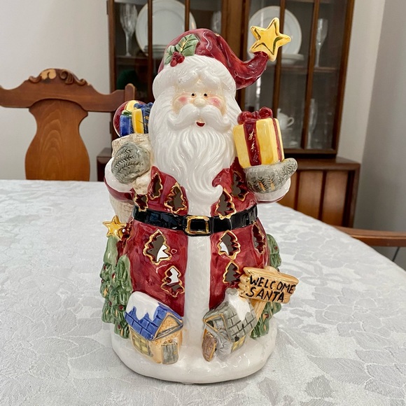 Vintage ceramic Santa Claus candle holder